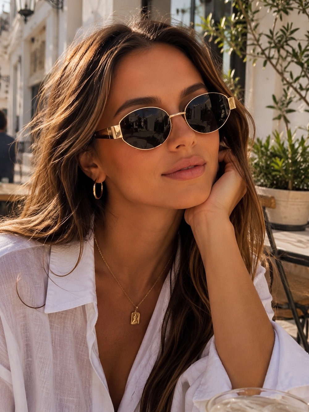 Gold wire frame sunglasses black lens